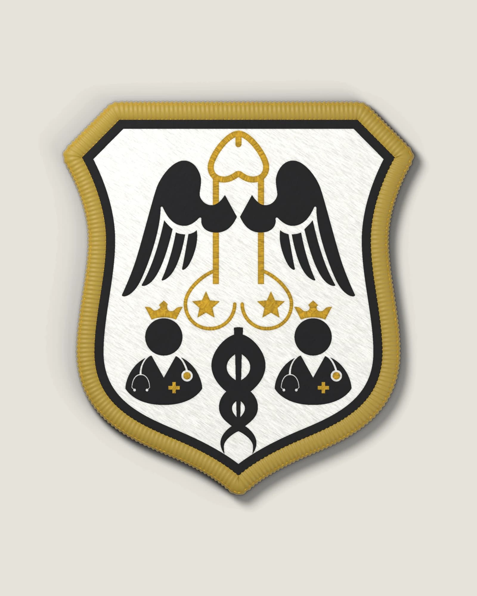 Gestickter Wappen Klettpatch mit Goldkante